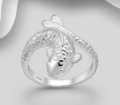 925 Sterling Silver Adjustable Fish Ring