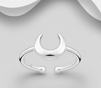 925 Sterling Silver Adjustable Horn Ring