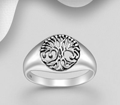 925 Sterling Silver Oxidized Tree Of Life Ring
