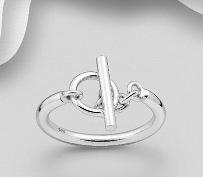 925 Sterling Silver Toggle Clasp Ring