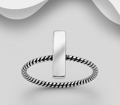 925 Sterling Silver Oxidized Rectangle Ring