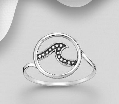 925 Sterling Silver Oxidized Wave Ring