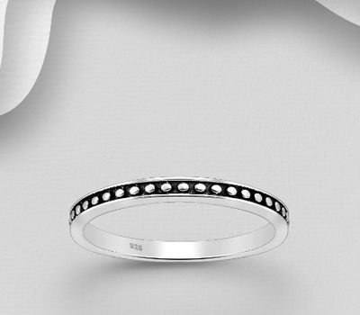 925 Sterling Silver Oxidized Band Ring, 2 mm Wide