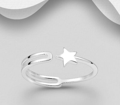 925 Sterling Silver Adjustable Star Ring