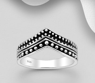925 Sterling Silver Oxidized Chevron Ring