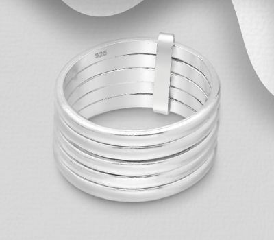 Set of 5 Sterling Silver Bound Band Ring