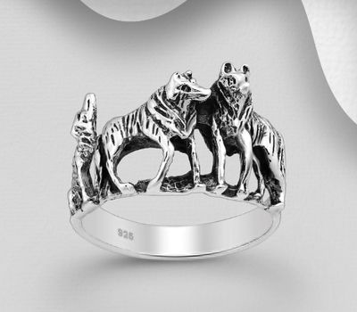 925 Sterling Silver Oxidized Fox Ring