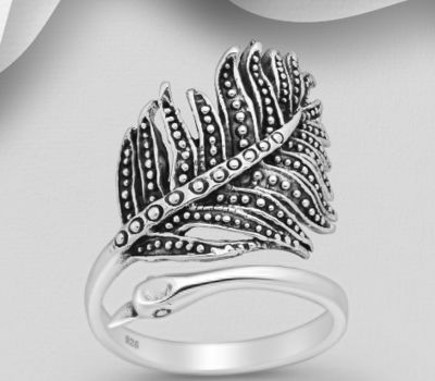 925 Sterling Silver Adjustable Oxidized Peacock Ring