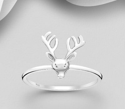 925 Sterling Silver Deer Ring