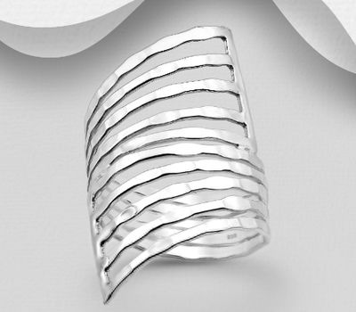 925 Sterling Silver Adjustable Hammered Ring