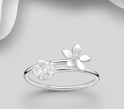925 Sterling Silver Adjustable Flower Ring