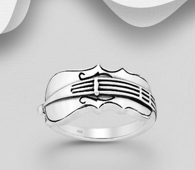925 Sterling Silver Violin Ring