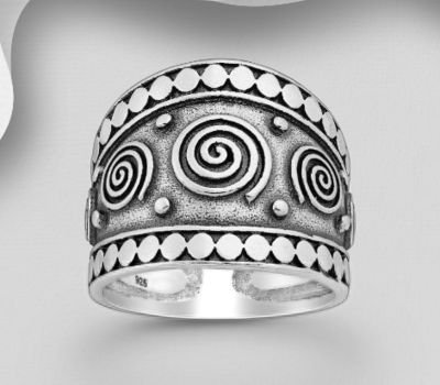 925 Sterling Silver Coil Oxidized Ring