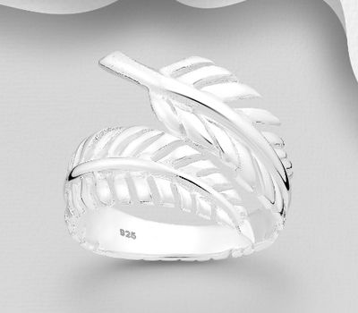 925 Sterling Silver Adjustable Leaf Ring