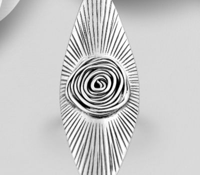 925 Sterling Silver Oxidized Rose Ring