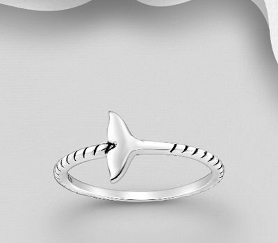 925 Sterling Silver Oxidized Whale Tail Ring