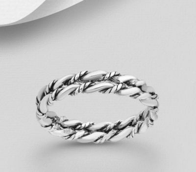 925 Sterling Silver Oxidized Double Twisted Band Ring