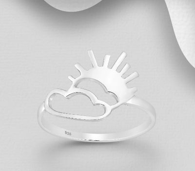 925 Sterling Silver Sunrise and Cloud Ring