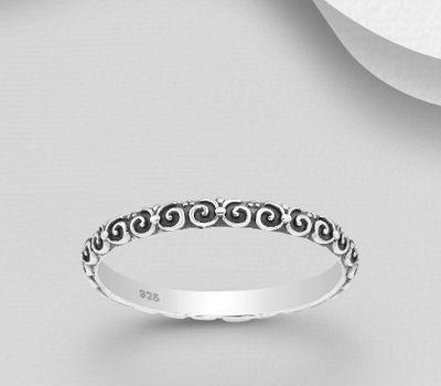 925 Sterling Silver Oxidized Swirl Ring