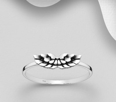 925 Sterling Silver Oxidized Wing Ring