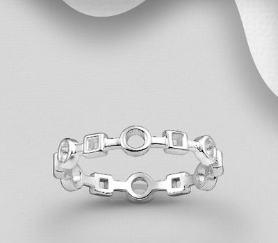 925 Sterling Silver Circle and Square Ring