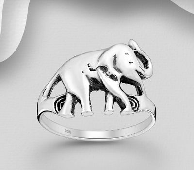 925 Sterling Silver Elephant Ring