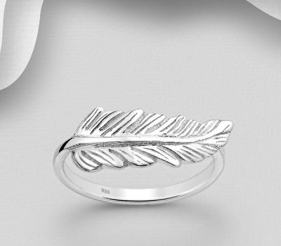 925 Sterling Silver Feather Ring