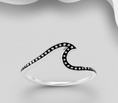 925 Sterling Silver Oxidized Wave Ring