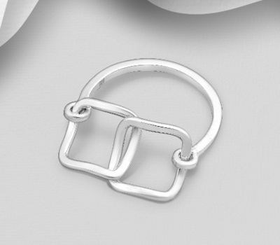 925 Sterling Silver Square Links Ring