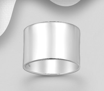 925 Sterling Silver Band Ring, 14 mm Wide