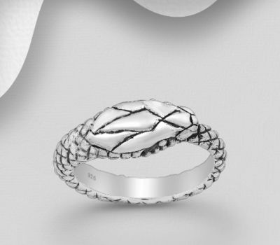 925 Sterling Silver Oxidized Ouroboros Ring