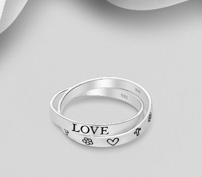 925 Sterling Silver Message Ring, with 