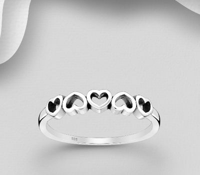 925 Sterling Silver Oxidized Heart Ring