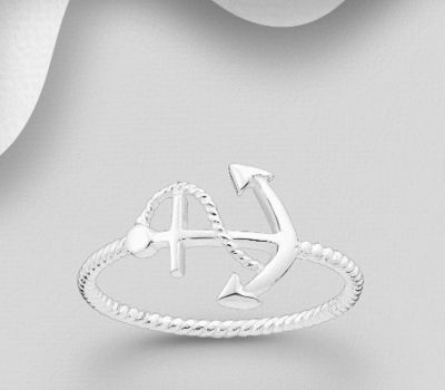925 Sterling Silver Anchor Ring