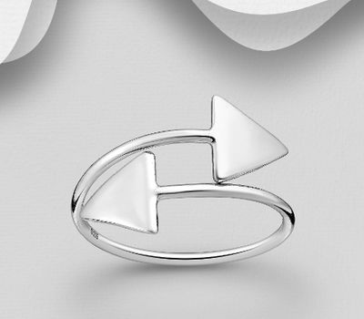925 Sterling Silver Adjustable Triangle Ring
