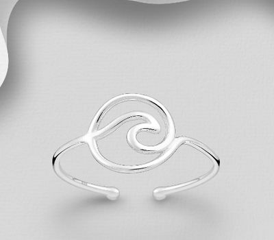 925 Sterling Silver Adjustable Wave Ring