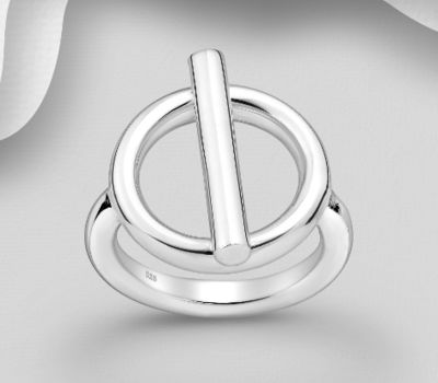 925 Sterling Silver Bar and Circle Ring