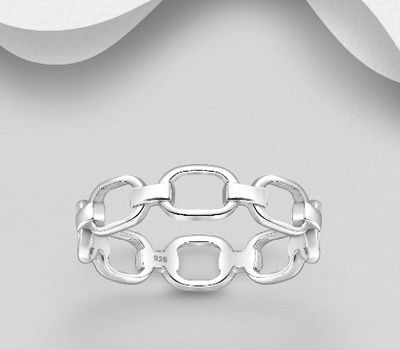 925 Sterling Silver Links Ring