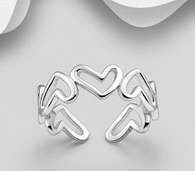 925 Sterling Silver Adjustable Heart Ring