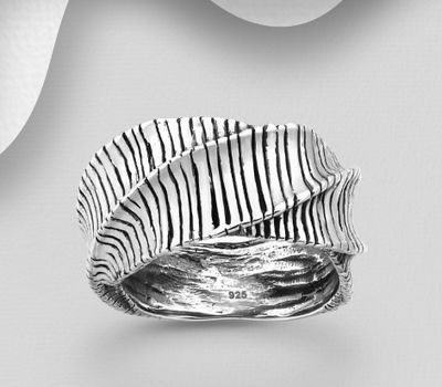 925 Sterling Silver Oxidized Striped Ring
