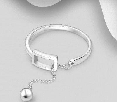 925 Sterling Silver Ring Featuring Ball and Belt