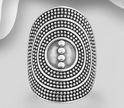 925 Sterling Silver Oxidized Ring, Featuring Ball Design