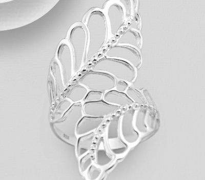 925 Sterling Silver Adjustable Leaf Ring