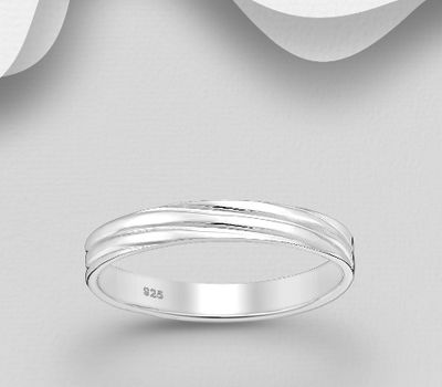 925 Sterling Silver Band Ring, 3 mm Wide.