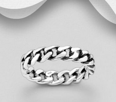 925 Sterling Silver Oxidized Links Ring