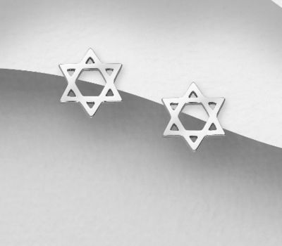 925 Sterling Silver Star of David Push-Back Earrings