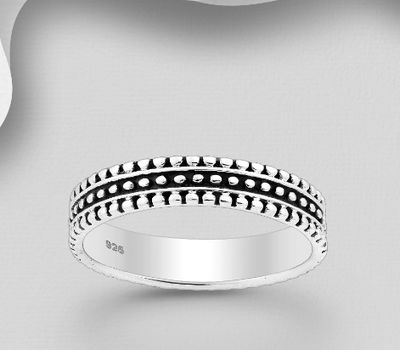 925 Sterling Silver Oxidized Ring, 4 mm Wide