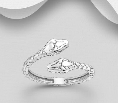 925 Sterling Silver Snake Adjustable Ring