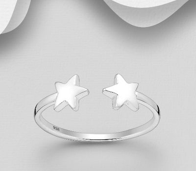 925 Sterling Silver Star Adjustable Ring