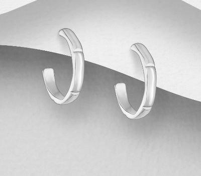 925 Sterling Silver Bamboo Push-Back Earrings